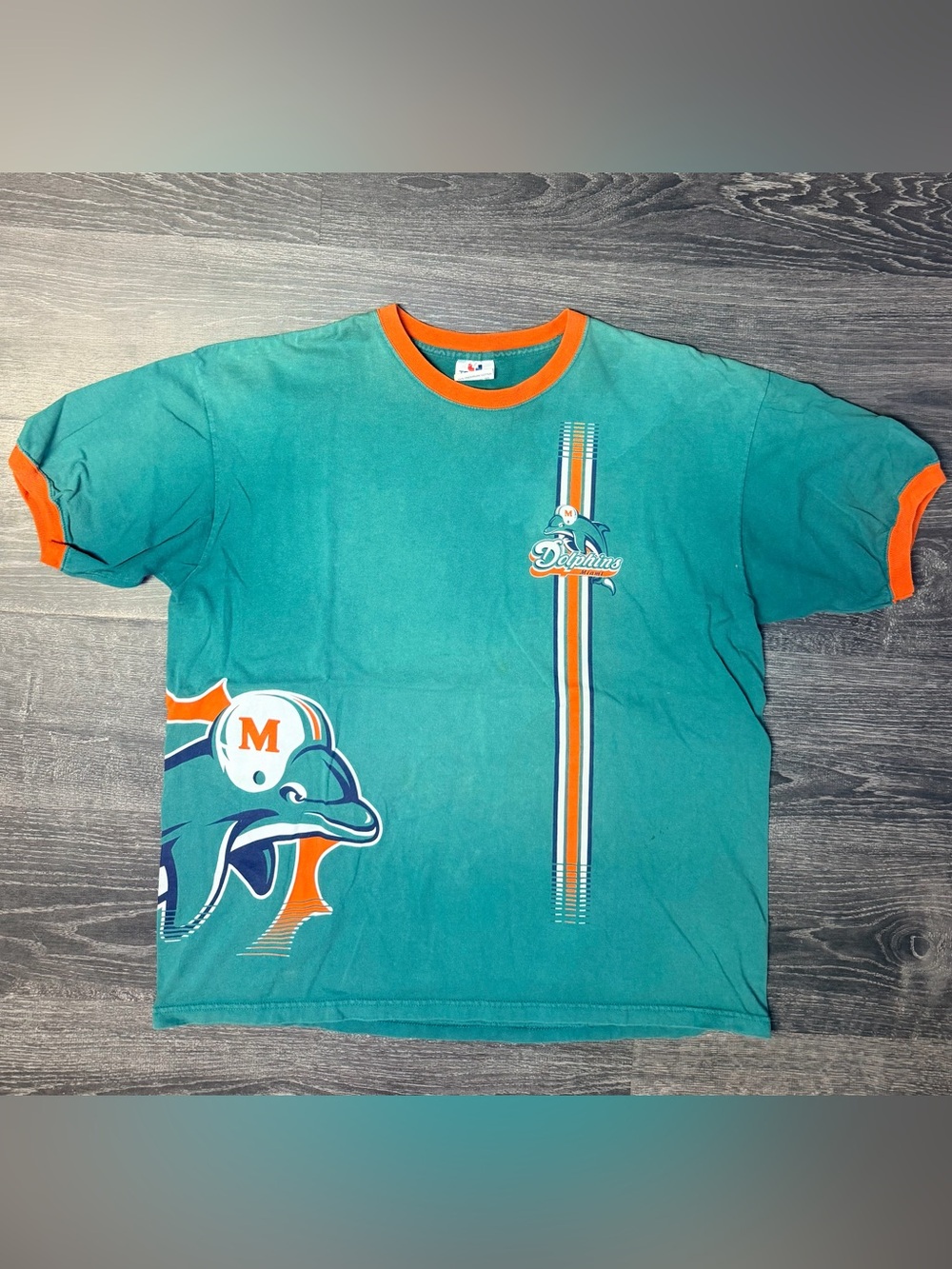 Vintage 90s Miami Dolphins Russell Athletic Wraparound Ringer Tee XL